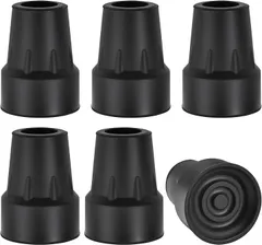 GOLD DEER 6個セット 交換用 杖先ゴム 7/8インチ 約22mm 耐摩耗滑り止め ゴムキャップ 松葉杖/歩行器/歩行ステッキ対応 (ブラック)のサムネイル