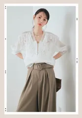 予約販売　モチーフ付きシアーブルゾン　ホワイト　esica エシカ　lumier