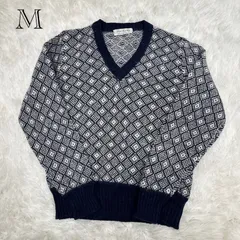 【ヴィンテージ】ノルディック柄　Vネックセーター　香港製　ウールセーター　レトロ