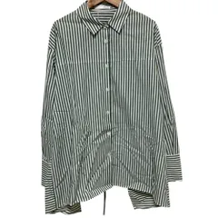 未使用 COLLAGE GALLARDAGALANTE コラージュ ガリャルダガランテ ストライプ バックオープンシャツ フリーサイズ グリーン  レディース 古着 中古 USED