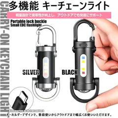 LED ポータブル キーチェーン コンパクト 多機能フラッシュライト Type-C 充電式 多機能 ポータブルキーチェーンライト 夜間読書やアウトドアに最適 スマート調光 ハイビームモード キーホルダーライト スナップフック付 キーホルダーライト キャンプ