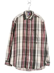 【お得なクーポン配布中!】 90s トミーヒルフィガー チェック 長袖 フランネル シャツ メンズ M / 古着 オールド ネルシャツ ヘビーウェイト 長袖シャツ マルチカラー