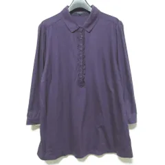 美品 BURBERRY LONDON バーバリーロンドン フリル ポロシャツ カットソー B2P24-209-36 大きいサイズ 6 パープル レディース 古着 中古 USED