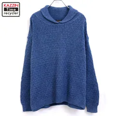 80s USA製 vintage Eddie Bauer 無地 ショールカラー コットン ニットセーター レディース 表記Lサイズ