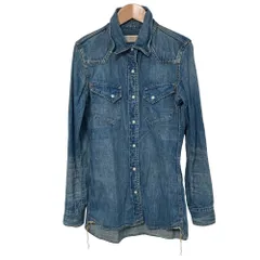 美品 REMI RELIEF レミレリーフ 長袖 デニム ウエスタンシャツ XSサイズ ブルー レディース 古着 中古 USED