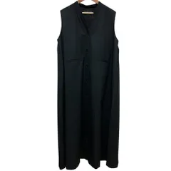 良品 mizuiro ind ミズイロインド ノースリーブ ウール シャツワンピース ブラック レディース 古着 中古 USED