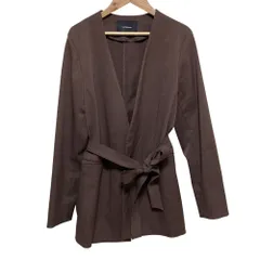 美品 LAUTREAMONT ロートレアモン ストレッチ ベルテッドノーカラージャケット サイズ40 ブラウン レディース 古着 中古 USED