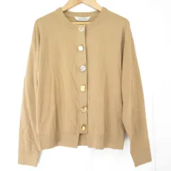 美品 24AW TORRAZZO DONNA トラッゾドンナ ビジュー ニットカーディガン Fサイズ キャメル レディース 古着 中古 USED