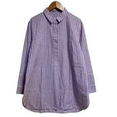 美品 23SS theory luxe セオリーリュクス ストライプロングシャツ 38 パープル レディース 古着 中古 USED