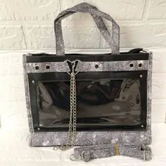 2way 痛バッグ ハートチェーン クリアバッグ トートバッグ ショルダーバッグ 推し活 グレー A4サイズ対応 古着