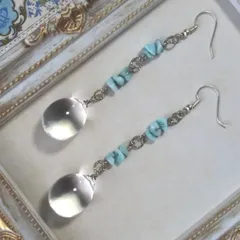 波のしずく ラリマーピアス　NO.180