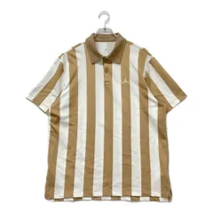 中古 メンズ ナイキ NIKE 半袖ポロシャツ L ベージュ×白 ジョーダン ストライプ