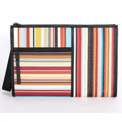 【お値下げ!】 ポールスミス PAUL SMITH レザー クラッチバッグ M1A 7573 ASIGPA BAG DOC CASE SIG STRIPE マルチカラー シグストライプ ロゴプリント セカンドバッグ ハンドバッグ かばん 鞄 ポーチ PS