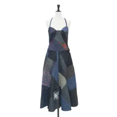 JUNYA WATANABE COMME des GARCONS ジュンヤワタナベ コムデギャルソン ワンピース ネイビー系 サイズ:S | デニム パッチワーク ビスチェ ワンピース チェック 花柄 | 日本製【レディース】【中古】