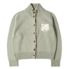 【美品】MAISON KITSUNE メゾン キツネ カーディガン グリーン サイズ:XS | 24AW メリノウールニット ハイネック カーディガン (Fox Head Intarsia Merino High Neck Cardigan)【中古】