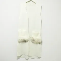 GALLARDAGALANTE ガリャルダガランテ ラビットファーポケット フロントオープン ニットベスト ロングジレ F アイボリー レディース 古着 中古 USED