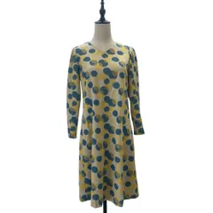 美品 Sally Scott サリースコット ドット柄 七分袖 ひざ丈 ワンピース ドレス 9AR ベージュ系 マルチカラー レディース 古着 中古 USED