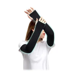 【新品】 アームカバー uvカット 冷感 レディース アイスシルク ずれない UPF50+ 腕カバー 日焼け防止 ロング丈 天然植物由来 防虫加工 吸汗速乾 冷感 伸縮性 通気性 スポーツ フリーサイズ 紫外線対策99％ ひんやり クール ブラック 0