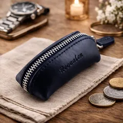 新品 小銭入れ 極小 本革 コインケース YKKファスナー レザー ネイビー