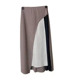 美品 22AW GALLARDAGALANTE ガリャルダガランテ ゴムウェスト 切替ロングフレアスカート F ベージュ レディース 古着 中古 USED