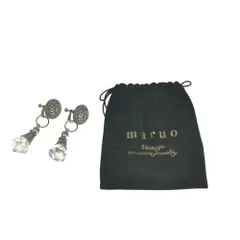 美品 maruo マルオ 2way ドロップ型 アクリルストーン 大ぶり クリップイヤリング アクセサリー シルバーカラー レディース 古着 中古 USED