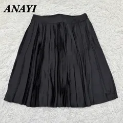【美品】 ANAYI ひざ丈 プリーツ フレアスカート 38 ブラック