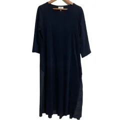 美品 LANVIN en Bleu ランバンオンブルー ドッキング ロングワンピース サイズ38 ネイビー レディース 古着 中古 USED