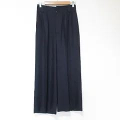 美品 Green label relaxing グリーンレーベルリラクシング ユナイテッドアローズ リネンライク ワイドパンツ 36 ネイビー レディース 古着 中古 USED