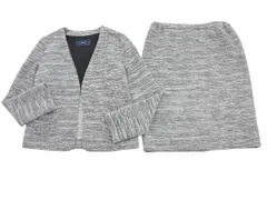 SHIPS シップス ノーカラー ジャケット タイト スカート セットアップ size38/グレー ■◇ レディース