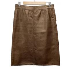 FENDI(フェンディ) スカート サイズ40 M レディース美品  - ダークブラウン ひざ丈/レザー