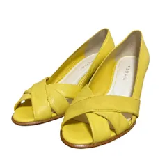 美品 REGAL リーガル レザー オープントゥ パンプス サイズ23cm イエロー レディース 古着 中古 USED