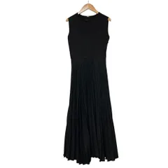 美品 23AW Mila Owen ミラオーウェン ランダムヘムプリーツドッキングワンピース 09WNO234917 サイズ0 ブラック レディース 古着 中古 USED