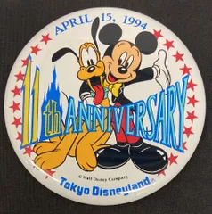 東京ディズニーランド 缶バッジ 11th ANNIVERSARY ミッキー&プルート