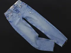 新品 ZARA ザラ カットオフ ダメージ加工 デニムパンツ size34/ライトブルー ■■ レディース