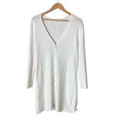 美品 EPOCA エポカ Vネック ニットカーディガン M5N11-315-01 サイズ40 ホワイト レディース 古着 中古 USED