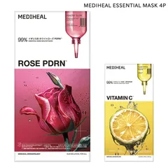 正規品 国内発送 MEDIHEAL メディヒール エッセンシャルマスク 4P ビタミンC ローズ PDRN 韓国コスメ シートマスク フェイスマスク マスクパック スキンケア 高保湿 美容液 ヒアルロン酸 乾燥肌 メール便