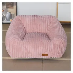 特価　一人暮らしソファ（ピンク 特大（85×104×60cm）洗えるカバー ビーズクッション フェイクファー） 再充填不要 型崩れなし 高密度ウレタン 1人用防水防油防汚生地 クッションソファ