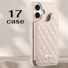 新品　iPhone17 ケース　多機能スマホケース　カード収納　フリーポケット　手帳型　ミラー付き　スタンド  大人可愛い  保護ケース　アイボリー