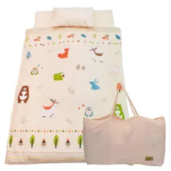 [ねむりの部屋] お昼寝布団セット 7点 幼稚園 保育園 お昼寝マット収納バック付き 持ち運び便利 おひるね ふとん 動物園 アニマル 森の動物 かわいい キャラクターt