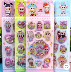 新生活セール 4枚セット 高品質 リキッド入りぷっくりステッカー 3D立体シール キラキラ液体入り デコシール 手帳デコ スマホ ノート DIY 可愛いキャラクター