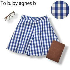 【美品】 アニエスベー ギンガムチェック キュロットパンツ スカート ブルー ♪