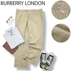 【上質】  バーバリーロンドン BURBERRY LONDON アンゴラ ウール スラックス トラウザー 91 ベージュ メンズ ブリティッシュ トラッド シンプル ビジネス 普段使いのサムネイル