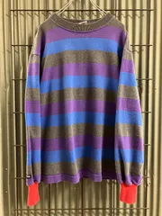 Old BARBARIAN Rugby Sweat バーバリアン　ラグビースウェット　トレーナー　アメカジ　マルチボーダースウェット　ラガーシャツ　古着　Vintage ビンテージ　ヴィンテージのサムネイル