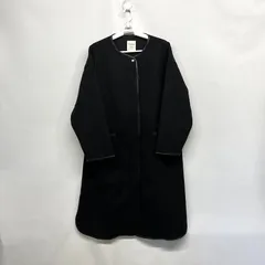レディース コート ロング丈 黒 パイピング L☆CTR-10☆