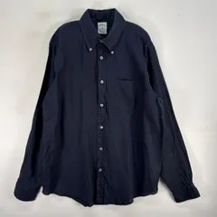 古着 ブルックスブラザーズ Brooks Brothers 長袖シャツ REGENT FIT リネン ボタンダウン M  ブラック系 無地 メンズ