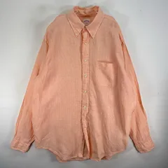 古着 ブルックスブラザーズ Brooks Brothers 長袖シャツ リネン 千鳥格子 ボタンダウン L  オレンジ系 チェック メンズ