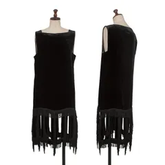 ジャンポールゴルチエ ファムJean Paul GAULTIER FEMME フリンジカッティングデザインベルベットノースリーブワンピース 黒40のサムネイル