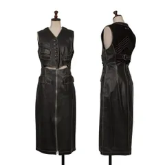 ジャンポールゴルチエ ファムJean Paul GAULTIER FEMME ステッチカウレザージレワンピース 黒40のサムネイル