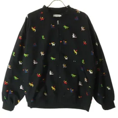 graniph グラニフ 恐竜柄 長袖 MA-1 ブルゾン S ブラック メンズ 古着