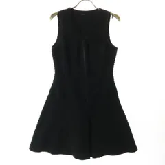 美品 theory セオリー ノースリーブ フロントジップ 膝丈ワンピース 2 ブラック レディース 古着